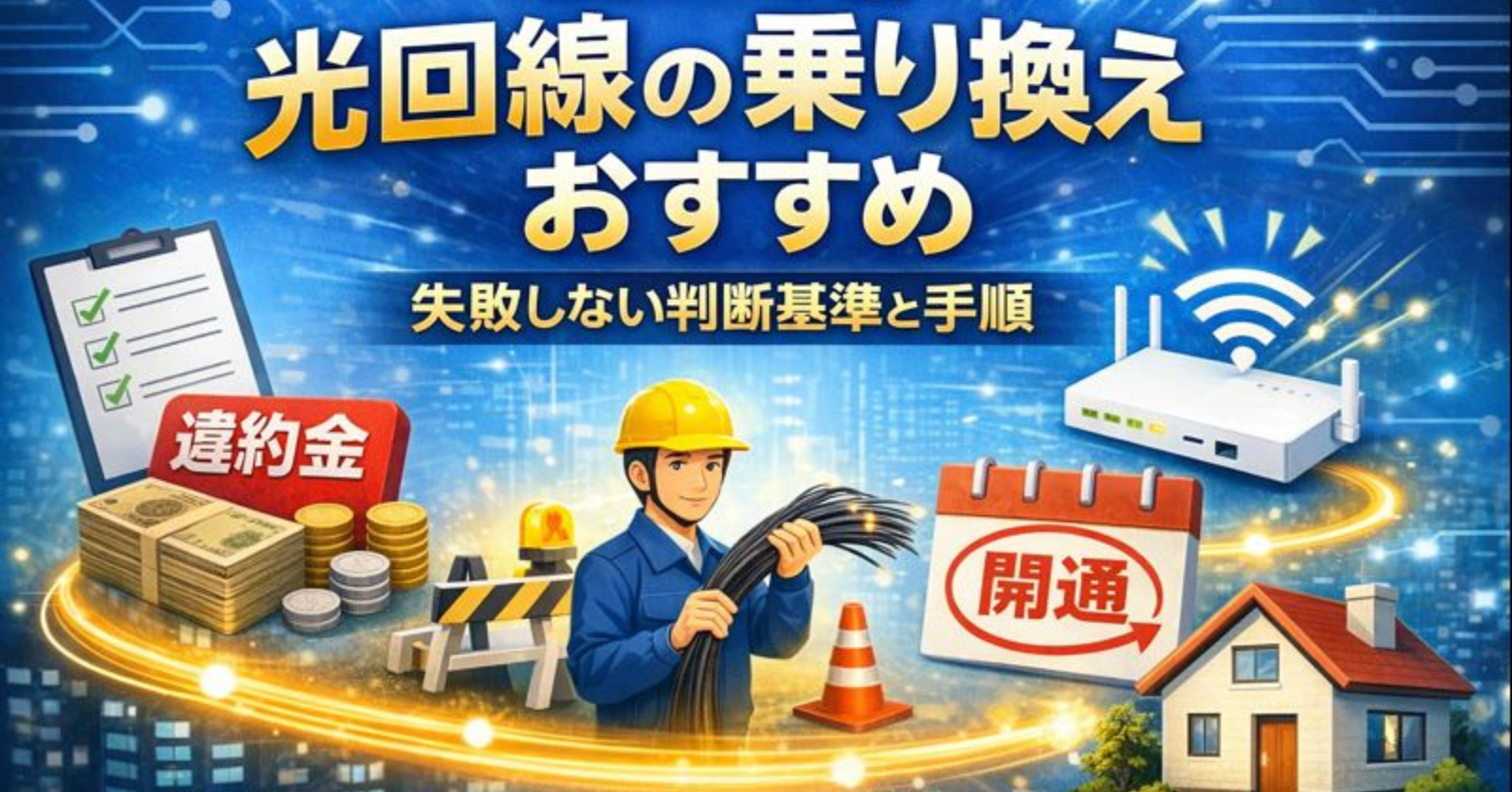 光回線の乗り換えで失敗しないための判断基準と手順を解説したイメージ